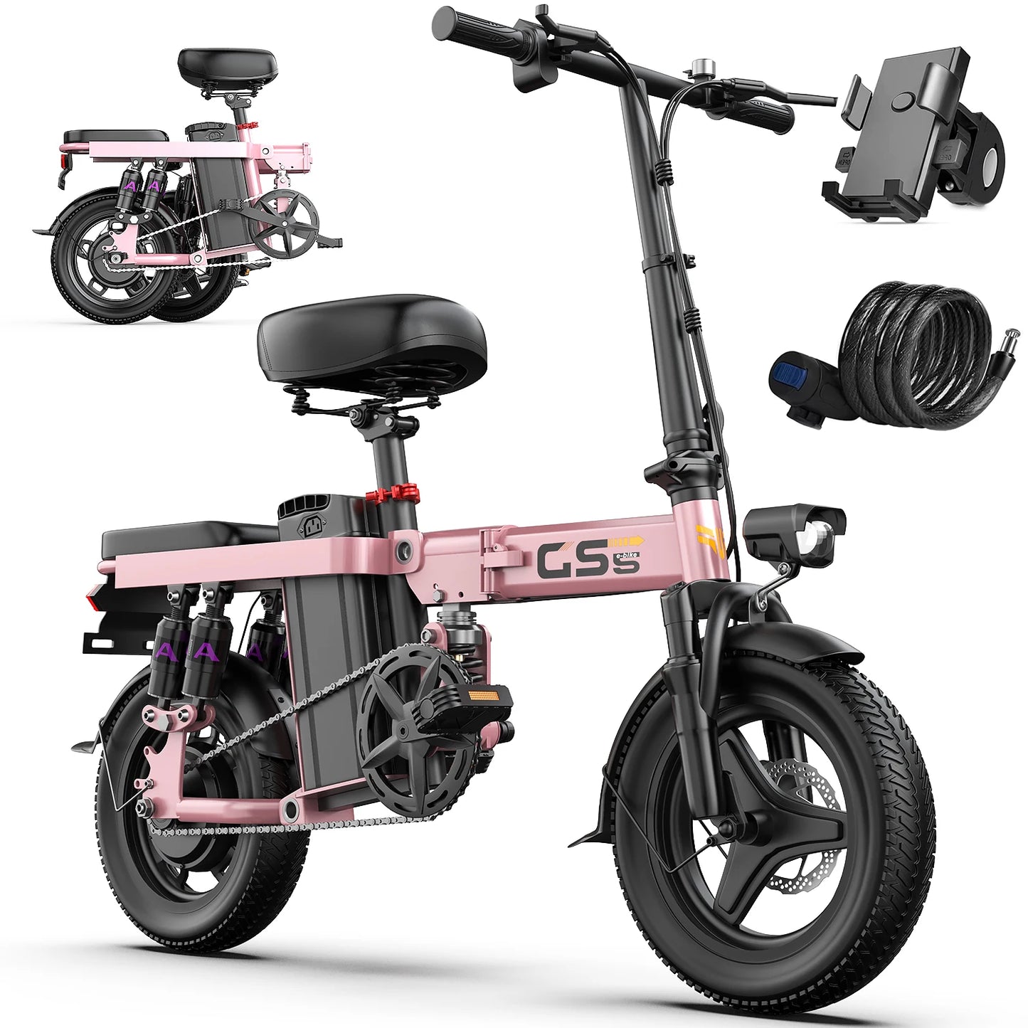 UPlee GS5 Folding Electric Bike 48V 15Ah Battery 25 MPH