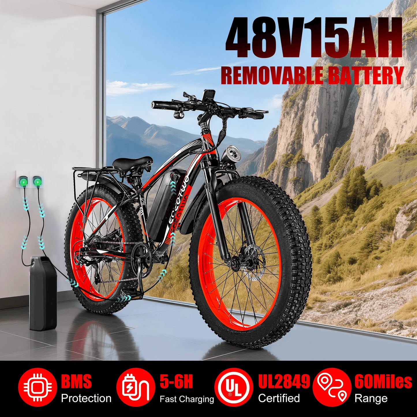 EOEOTWO 1500W Electric Bike 34MPH High Speed Mountain Bicycle