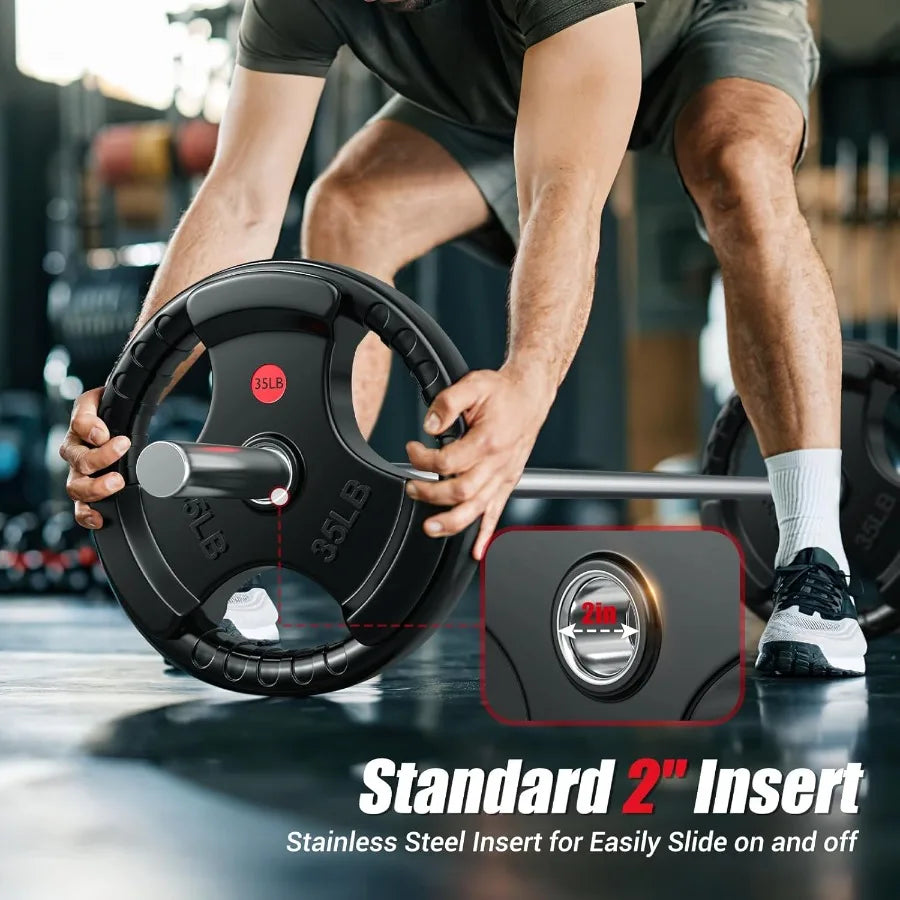 Rubber Grip Weight Plates Set For Barbell Training