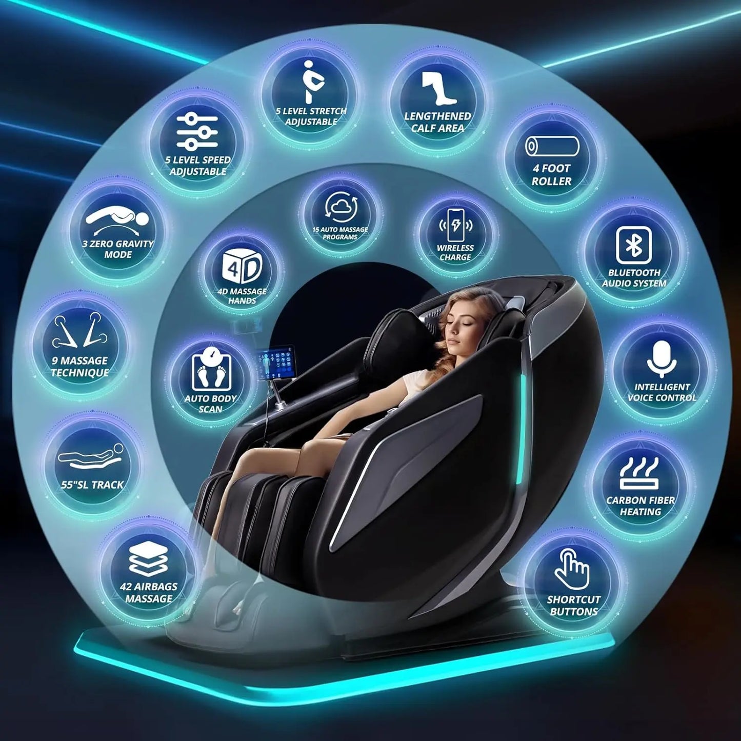 4D Massage Chair Full Body Zero Gravity Recliner App Control