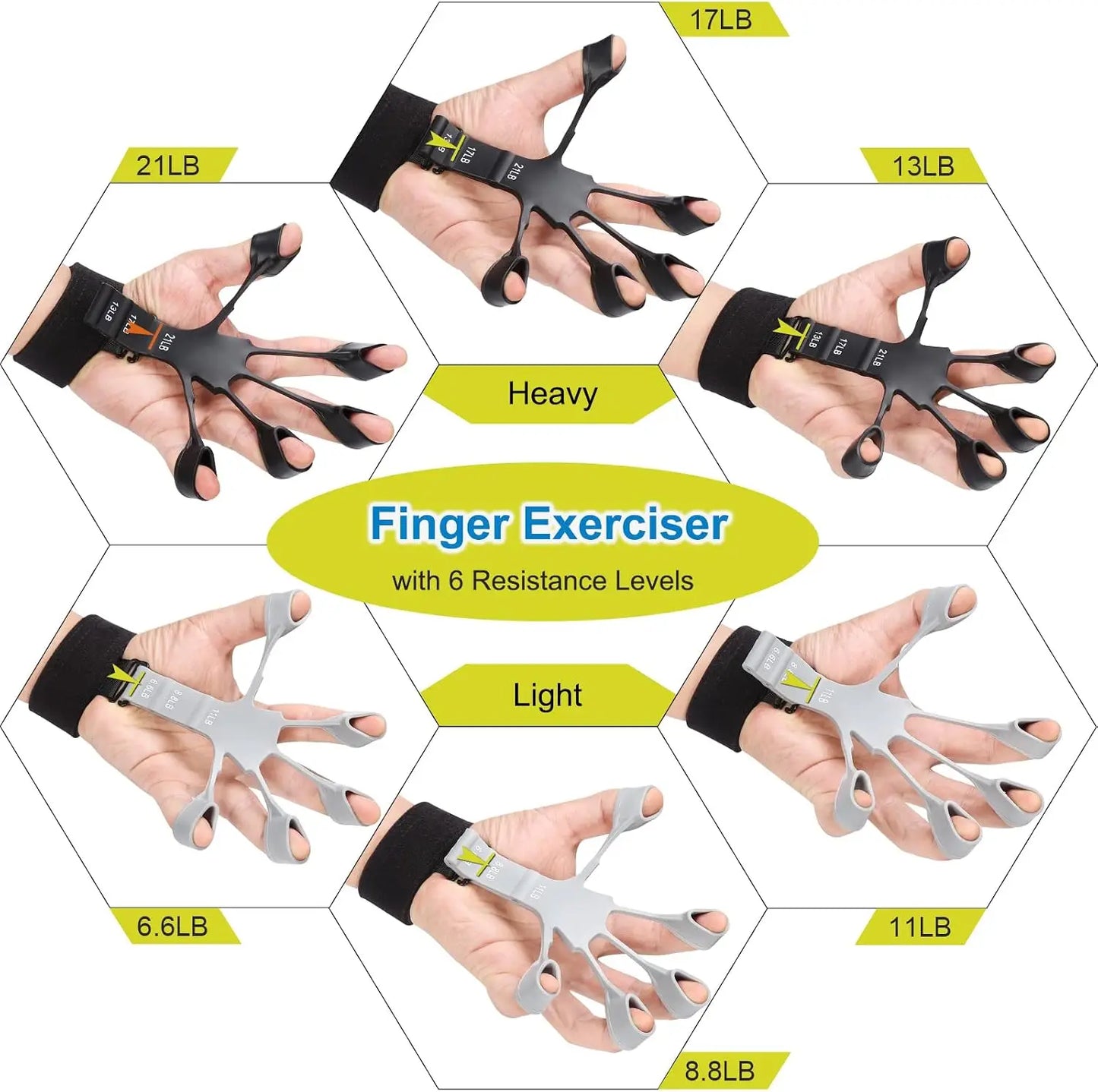 Hand Grip Strengthener Kit With Finger Exerciser For Forearm