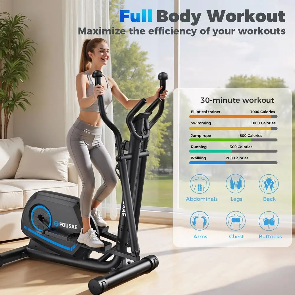 YTYIN 16Level Magnetic Elliptical Machine With Quiet Drive For Home Gym