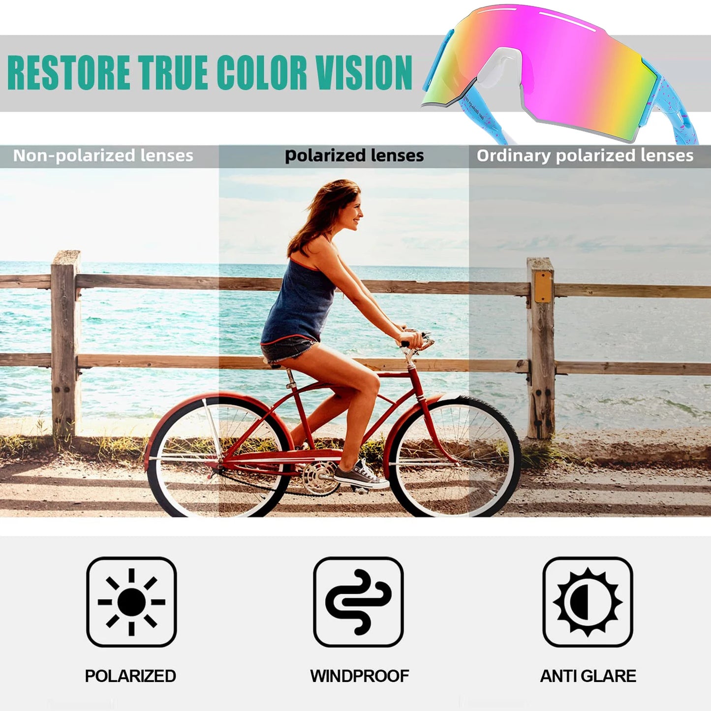 Unisex Polarized Sunglasses for Cycling, Running and Youth