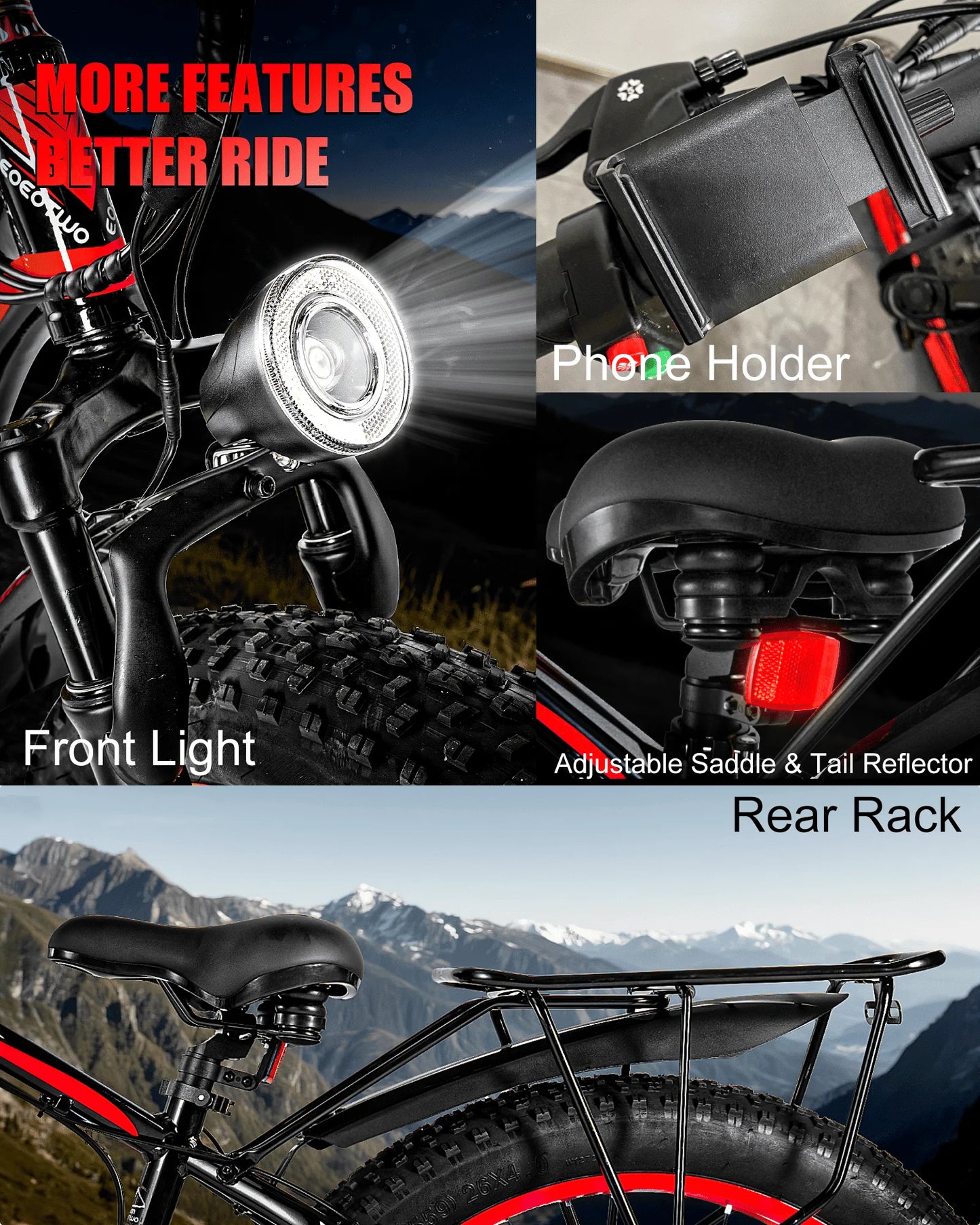 EOEOTWO 1500W Electric Bike 34MPH High Speed Mountain Bicycle
