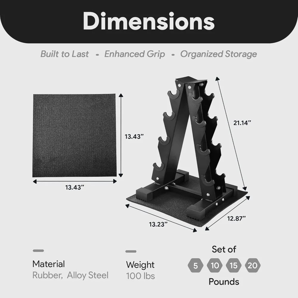 BalanceFrom Rubber Coated Hex Dumbbell Weight Set with Storage Rack