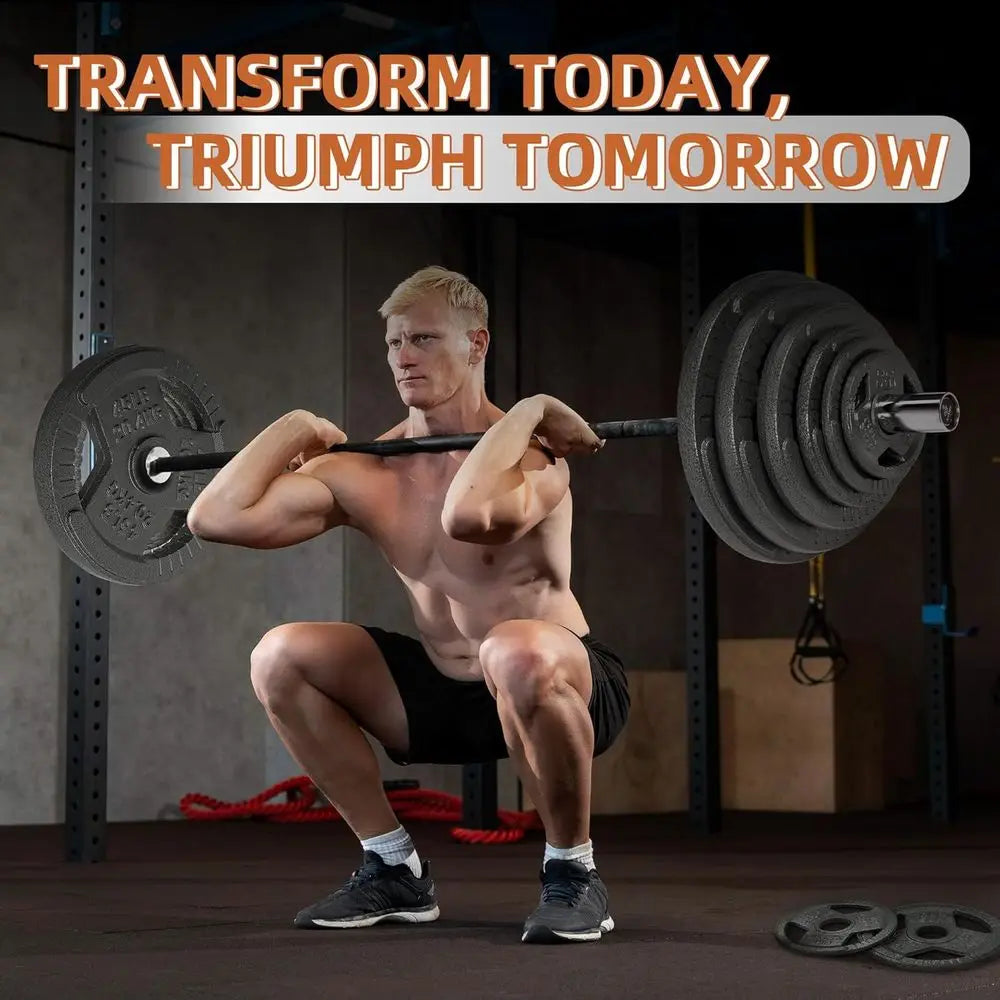 Triple Grip Weight Plates Set For Barbell Home Gym Strength