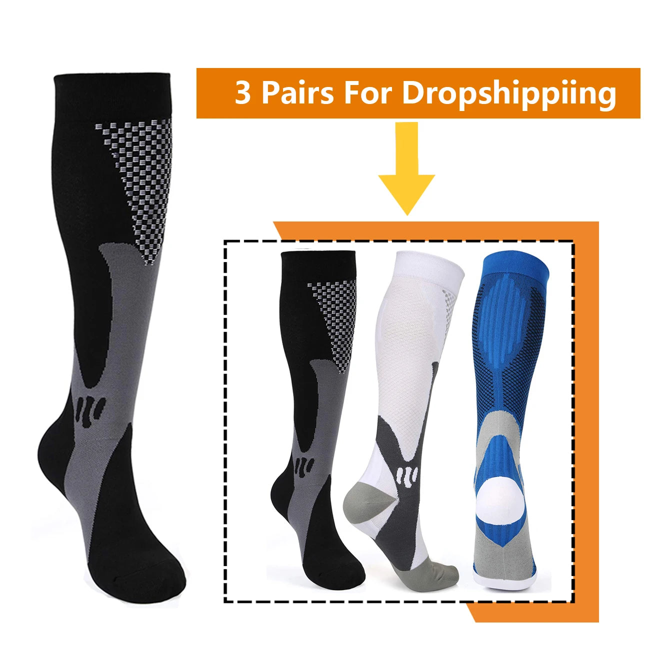 BROTHOCK Compression Socks 20-30 MmHg Athletic Nylon Stockings