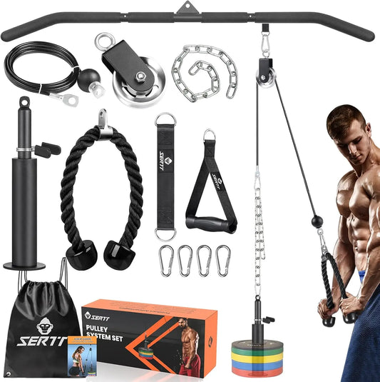 Cable Pulley System For Home Gym With Lat Bar And Loading Pin