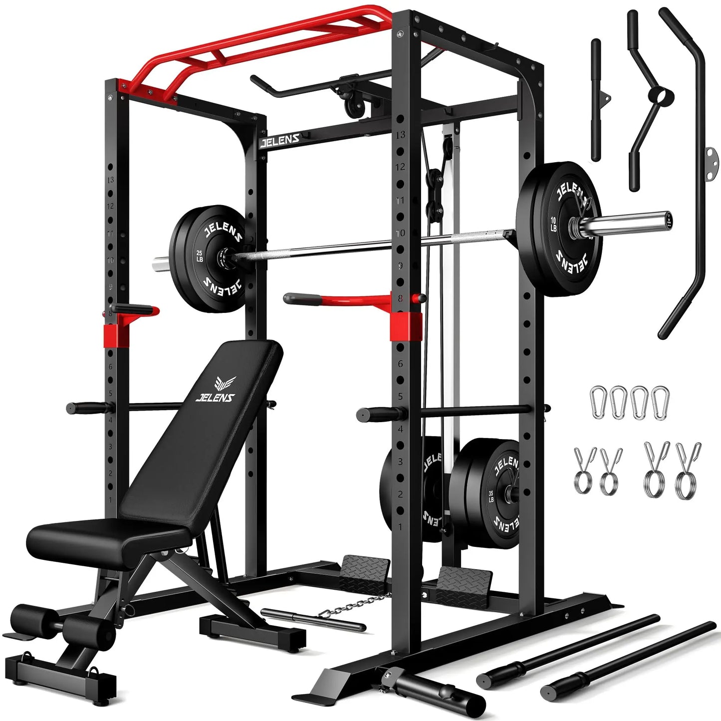 Jelens S11 Power Cage 2000LB Power Rack With Lat Pulldown