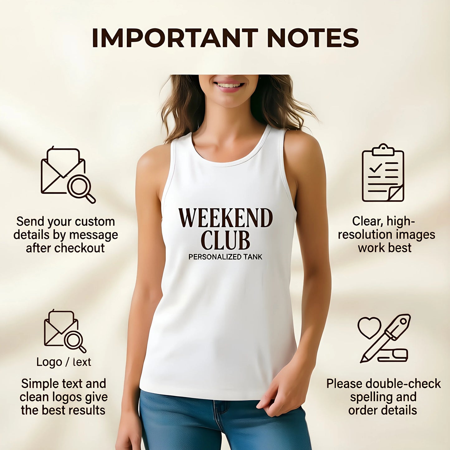 Custom Photo Logo Tank Top for Women Sleeveless Shirt