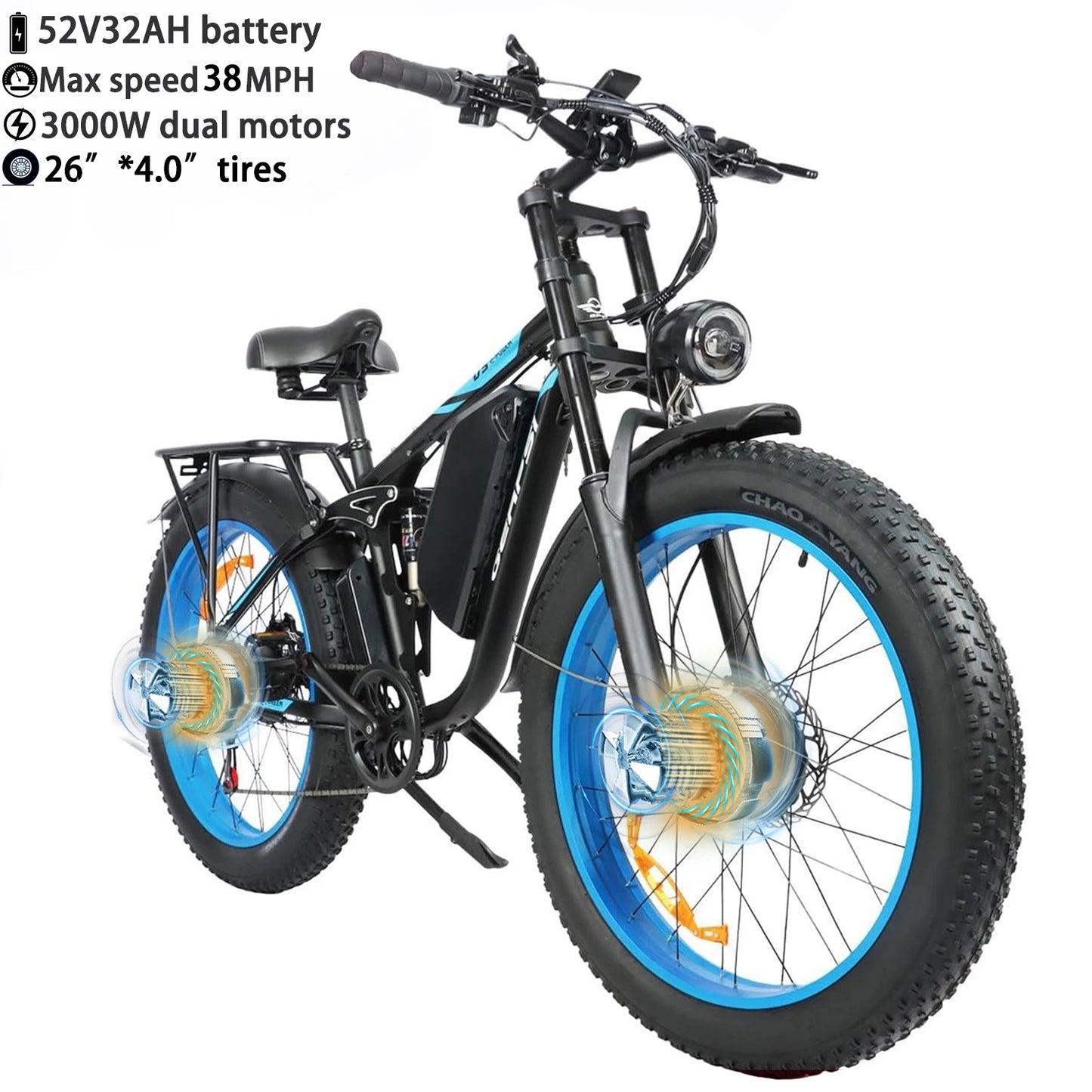 Baolujie Moto Electric Bicycle 1500W Peak Brushless Motor