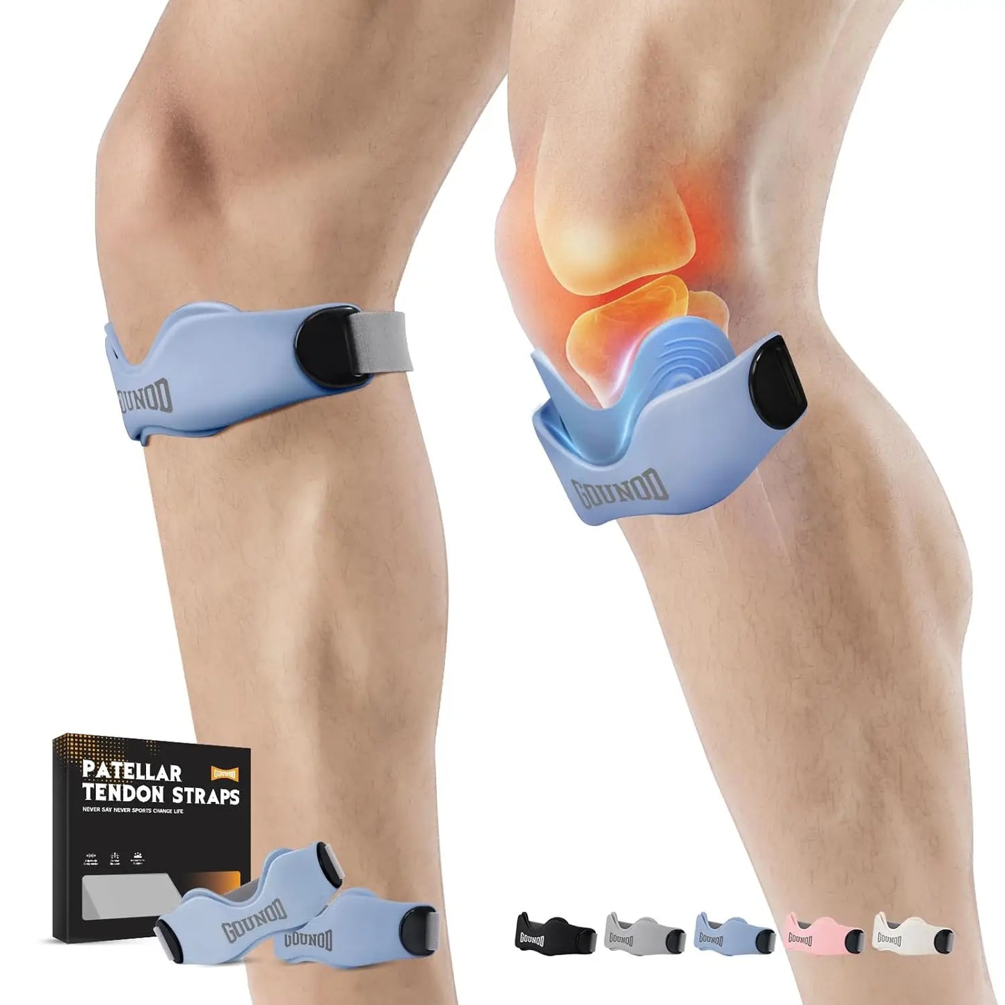 GOUNOD Patellar Tendon Support Strap Silicone Knee Brace for Stability