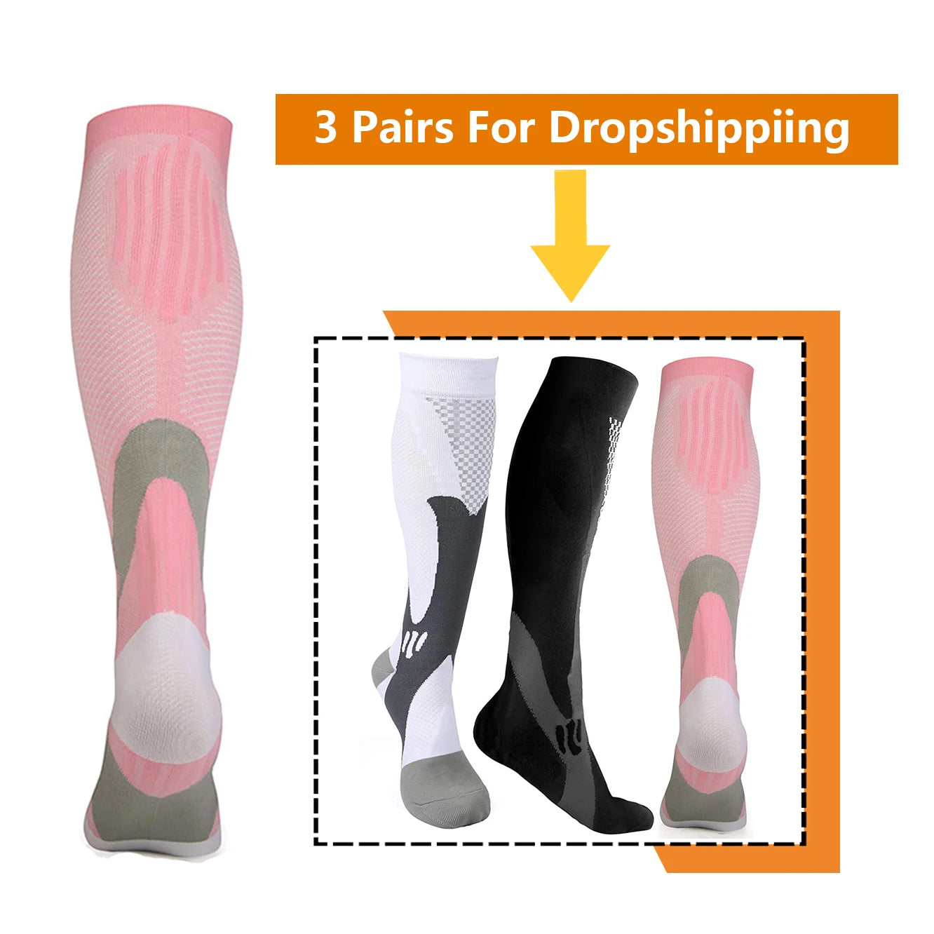 BROTHOCK Compression Socks 20-30 MmHg Athletic Nylon Stockings
