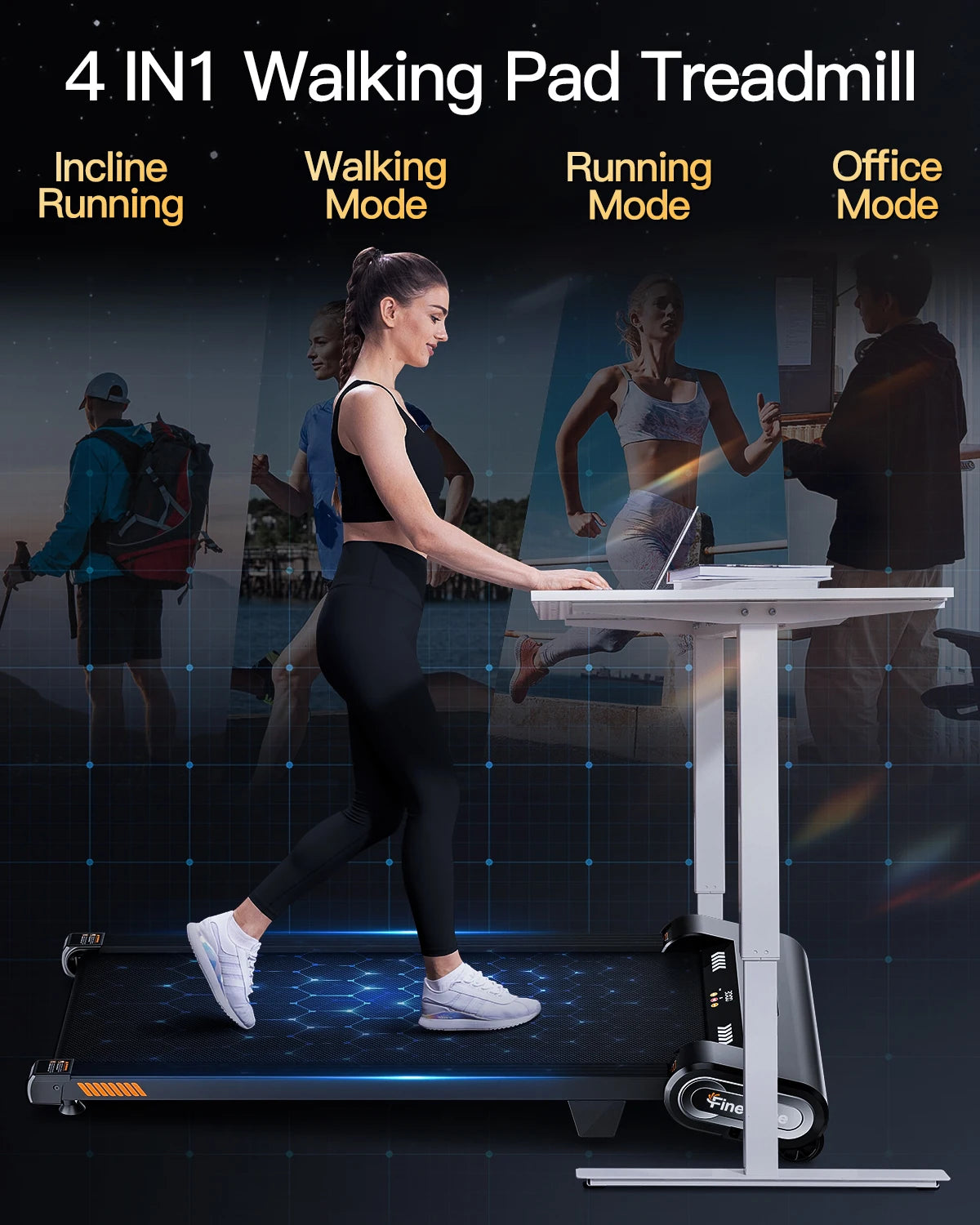 AKLUER Under Desk Treadmill Auto Incline Walking Pad 2.5HP