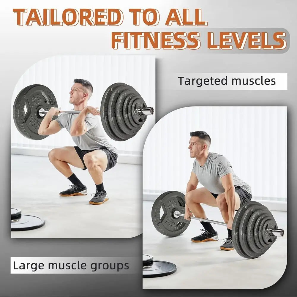 Triple Grip Weight Plates Set For Barbell Home Gym Strength