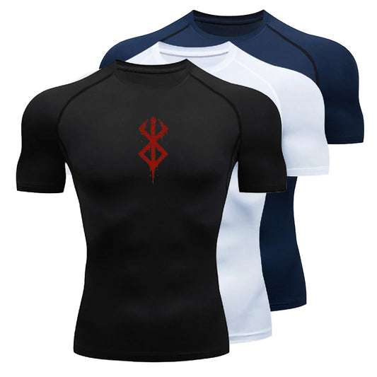 Summer Quick Dry Men Compression Shirt Short Sleeve Running Tee