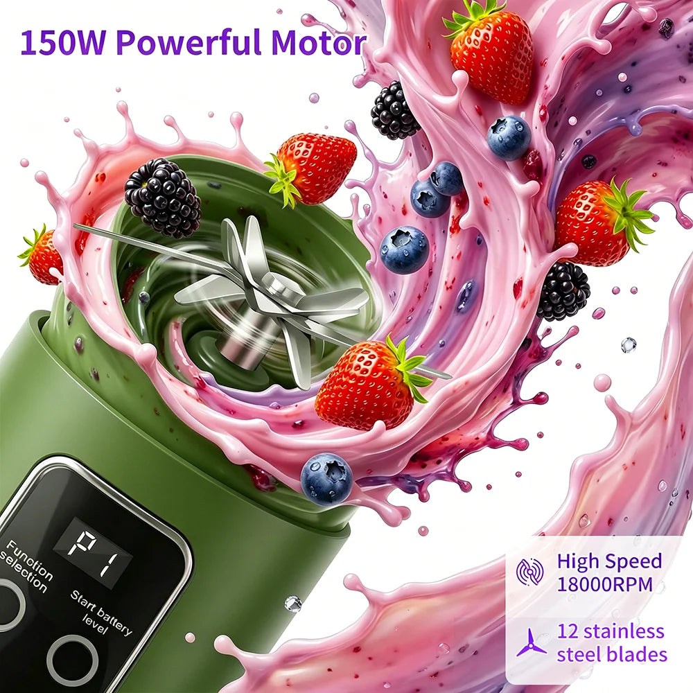 Portable Juicer Blender Cup USB Rechargeable With Stainless Steel Blades
