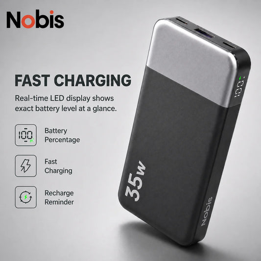 Nobis 10000mAh 35W Fast Charging USB C Power Bank Slim