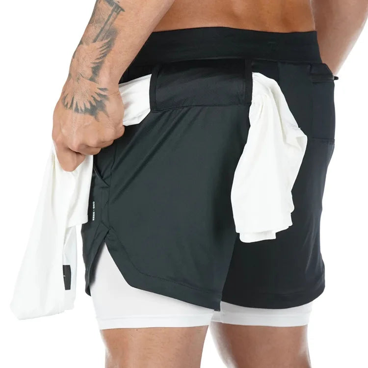 Camo Running Shorts TwoInOne Quick Dry Workout Gym Fitness