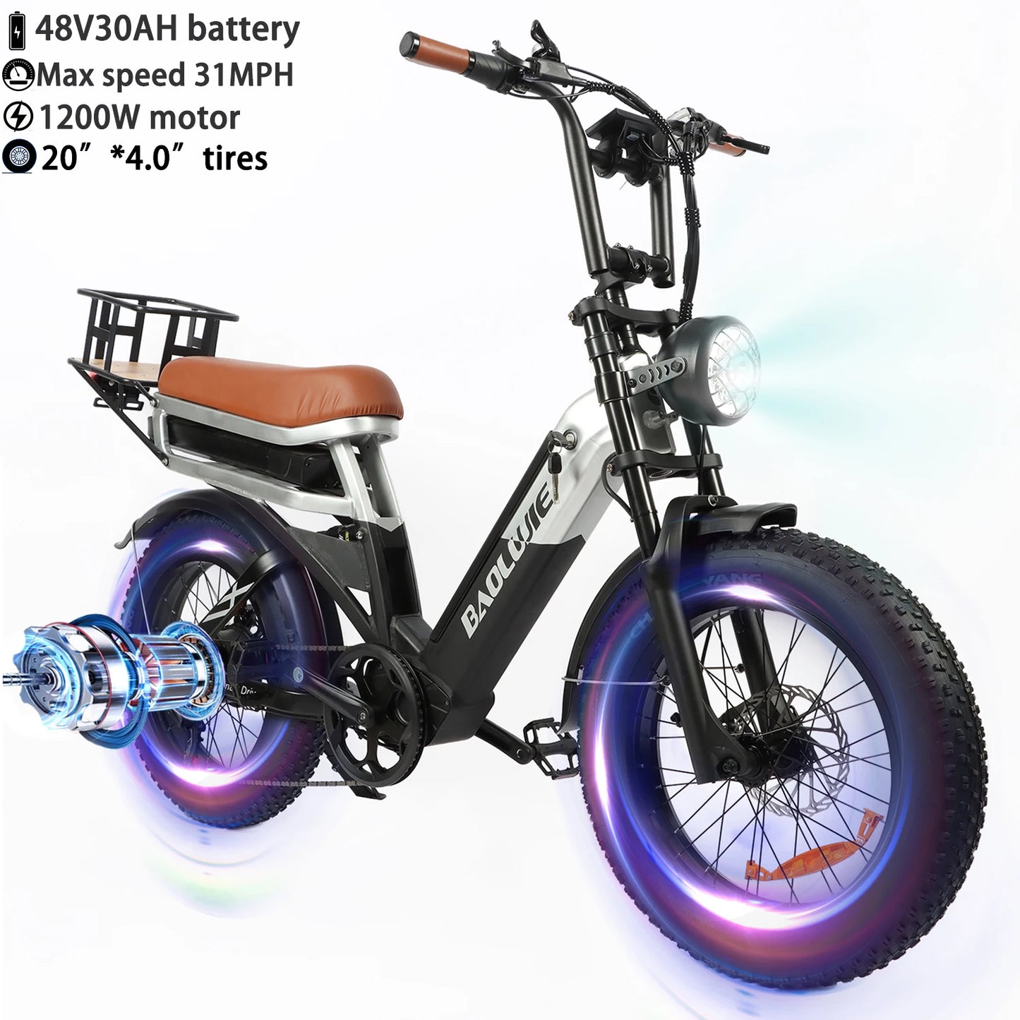 Baolujie Moto Electric Bicycle 1500W Peak Brushless Motor