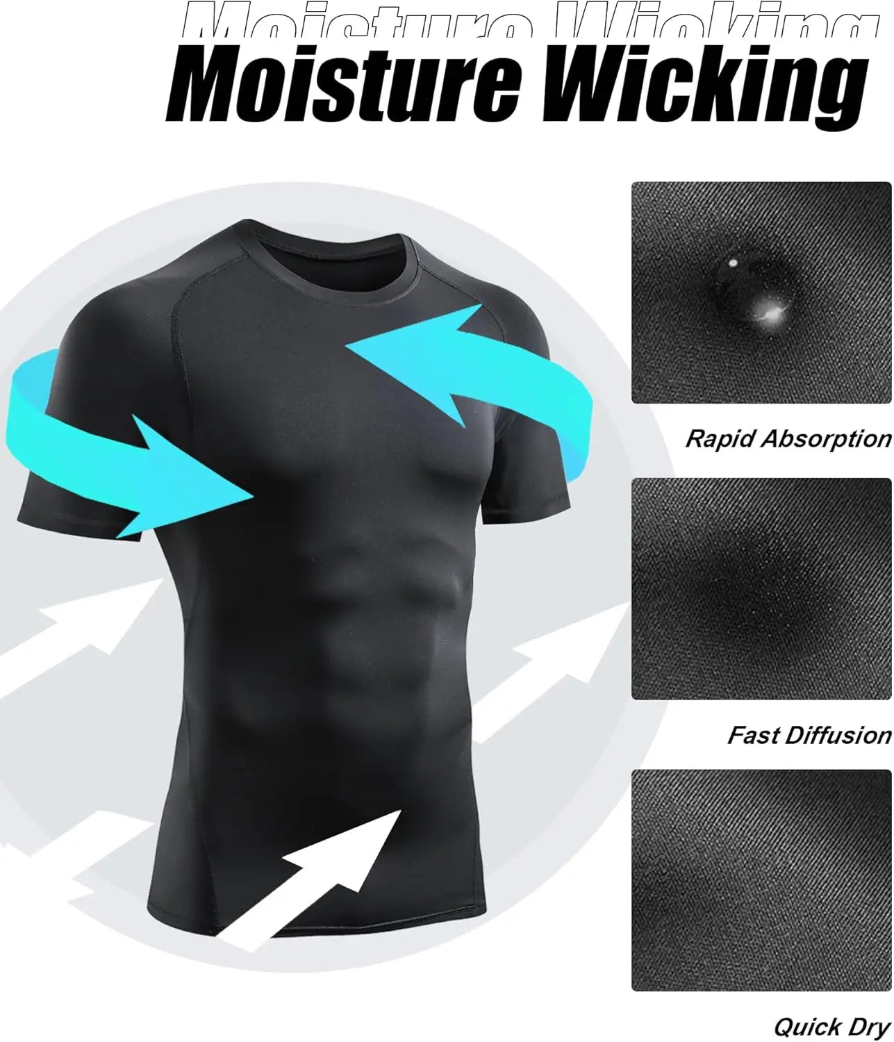 Men's Compression Shirt Short Sleeve Baselayer Athletic Top