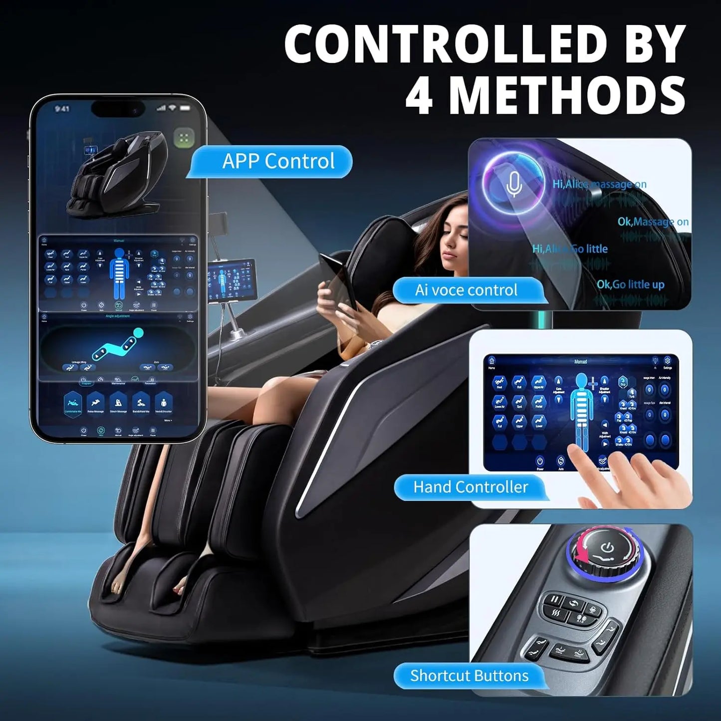 4D Massage Chair Full Body Zero Gravity Recliner App Control