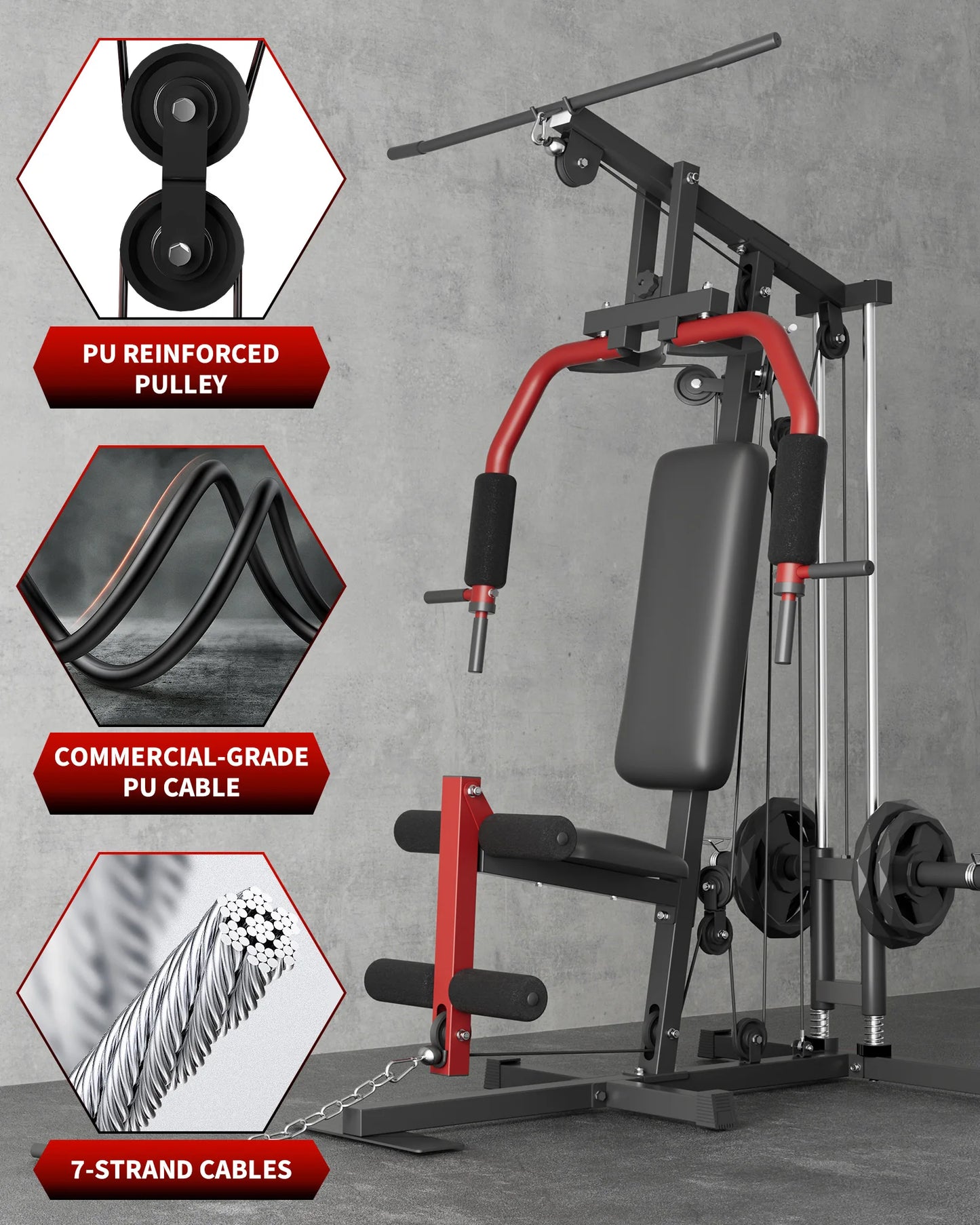 HiMISS 5-In-1 Multifunctional Home Gym Machine Lat Pulldown
