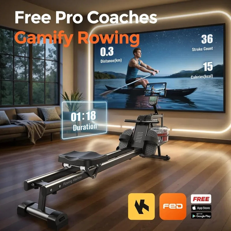 YOSUDA Water Rowing Machine For Home Use Bluetooth App Support