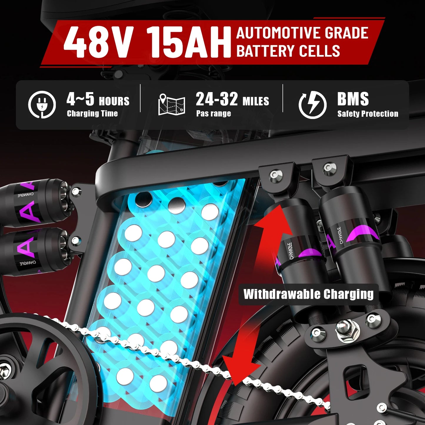 UPlee GE5 Electric Folding Bike 500W Motor 48V Battery