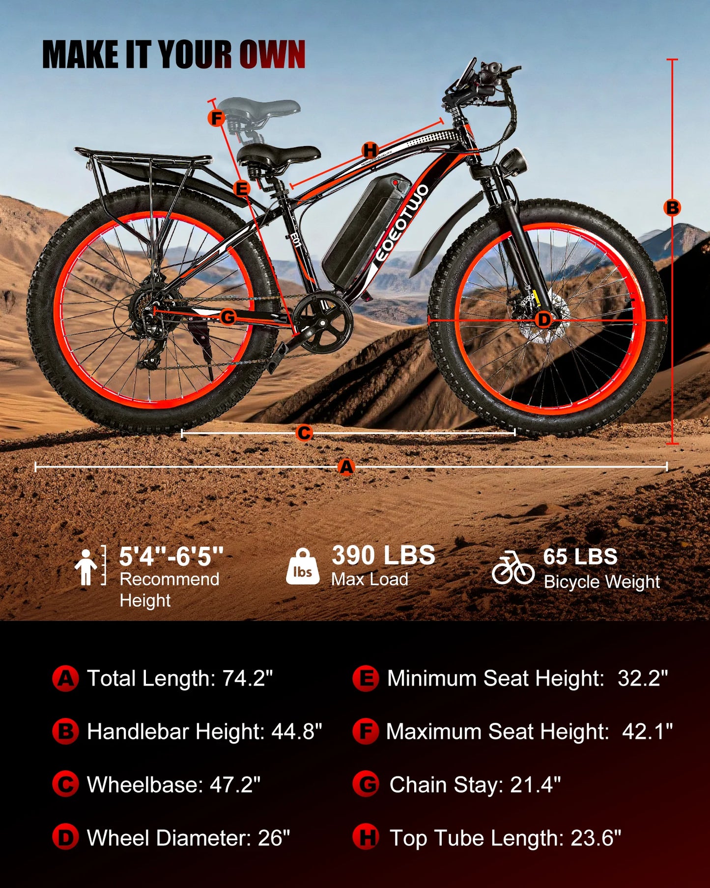 EOEOTWO 1500W Electric Bike 34MPH High Speed Mountain Bicycle