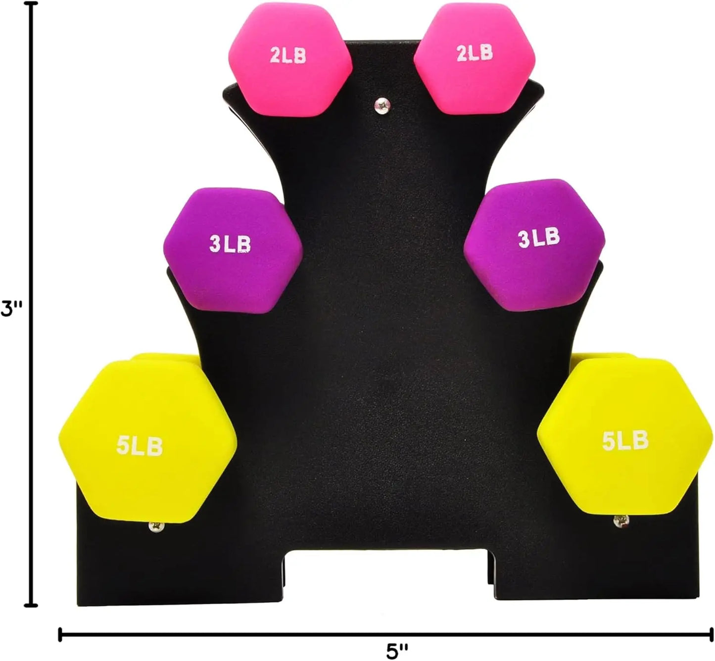 Six-Piece Neoprene Dumbbell Set With Stand For Home Workouts