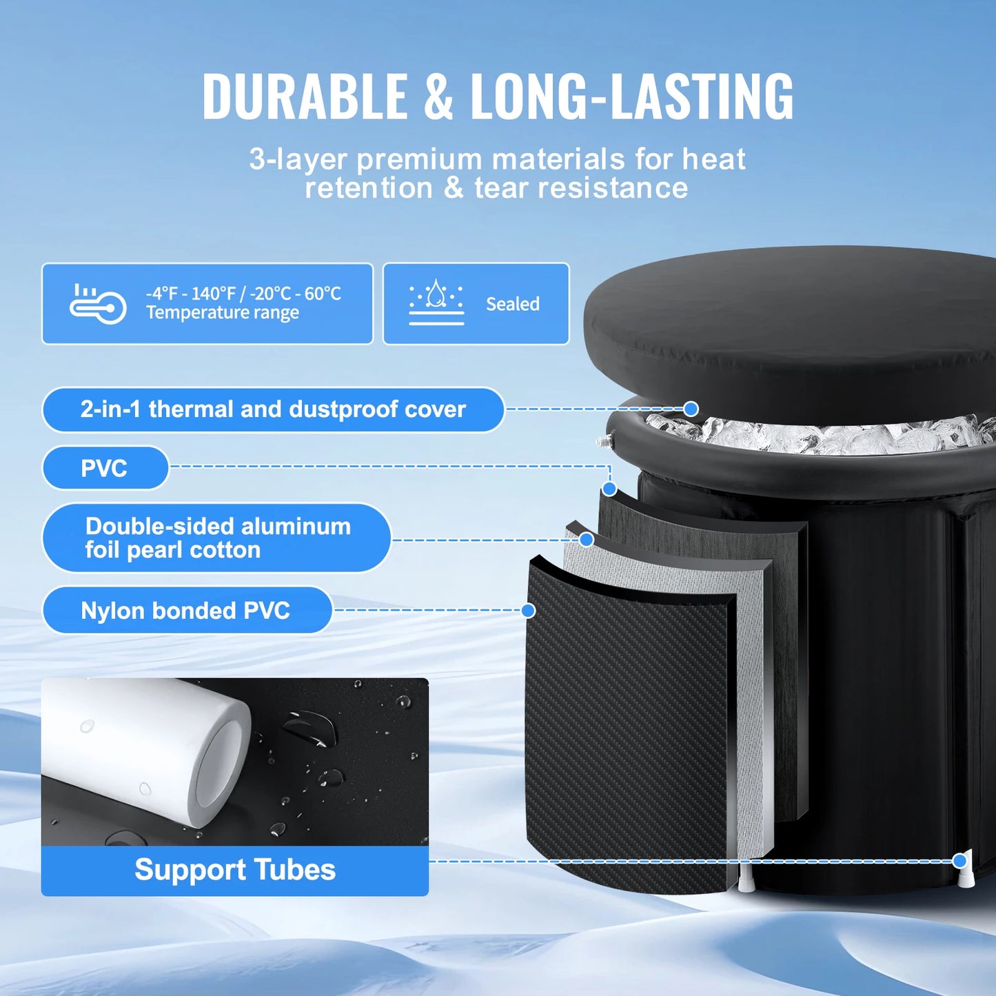 SucceBuy Ice Bath Tub For Cold Water Therapy Portable