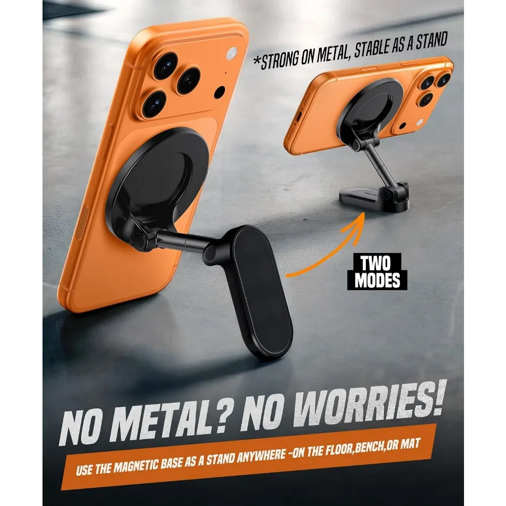 Magnetic Gym Phone Holder Dual Magnet Mount 360 Degree Adjustable