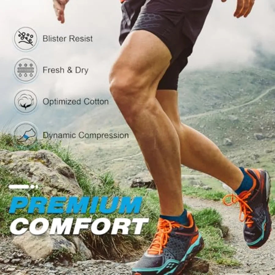 Mens Ankle Running Socks Cushioned Moisture Wicking Comfort