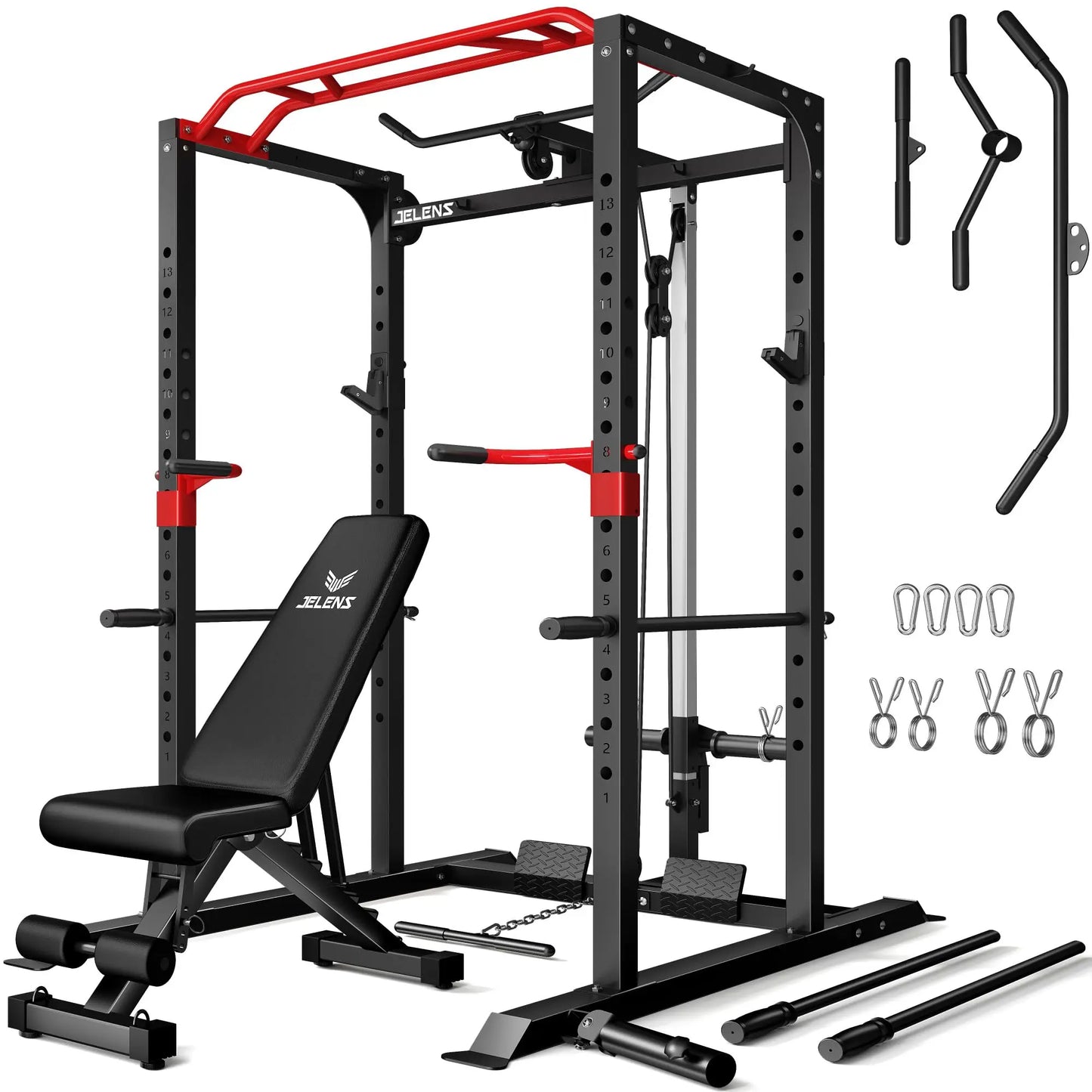 Jelens S11 Power Cage 2000LB Power Rack With Lat Pulldown