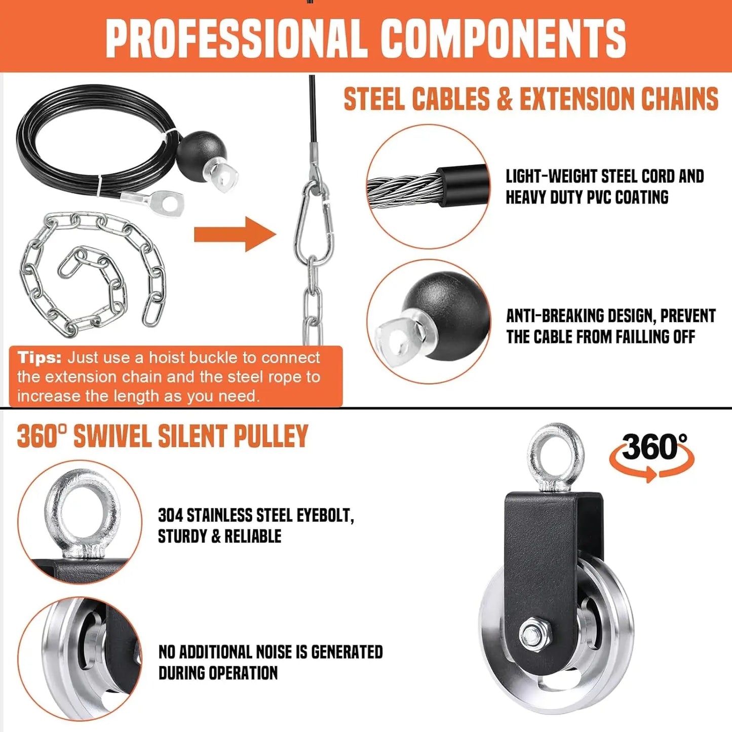 Cable Pulley System For Home Gym With Lat Bar And Loading Pin