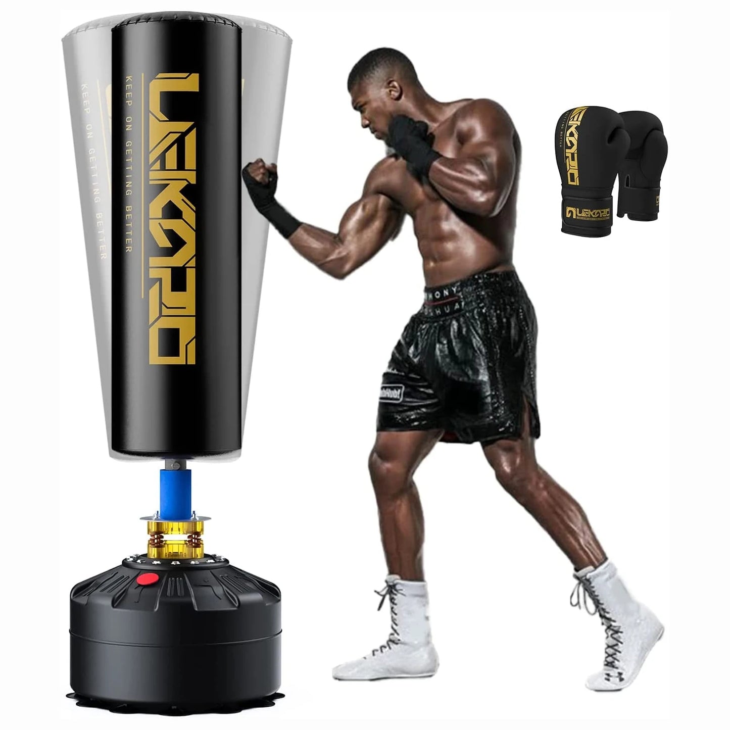 LEKARO Standing Boxing Post With Gloves For Home Sandbag Training