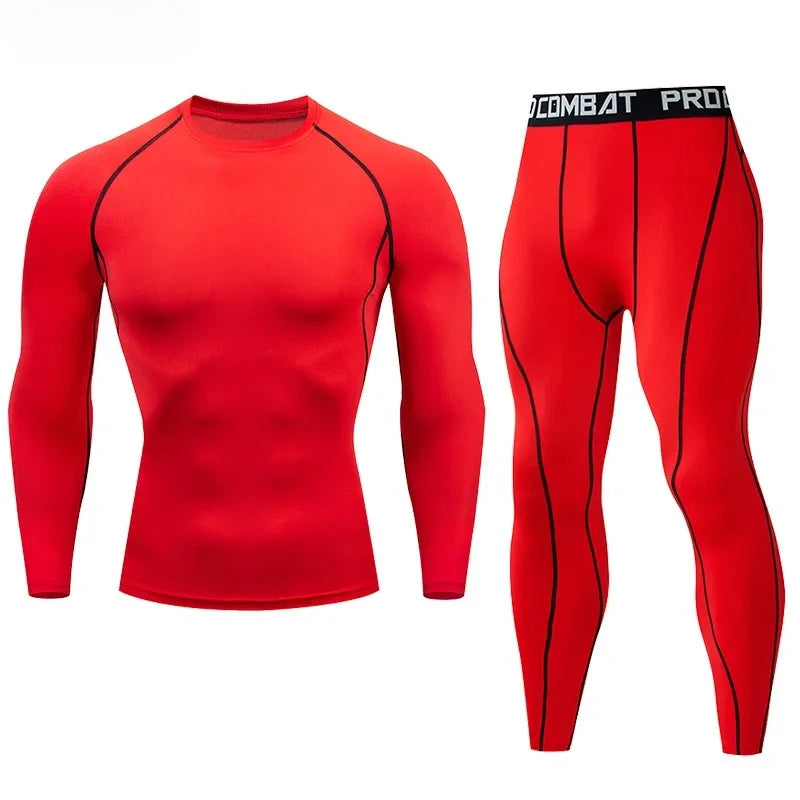 Men Compression Sportswear 2 Piece Tracksuit Set Elastic Training