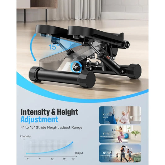Sportsroyals Stair Stepper With Resistance Bands For Full Body Workout