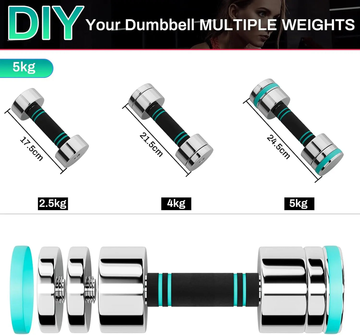 Steel Ultracompact Adjustable Chrome Dumbbell Set With Foam Handles