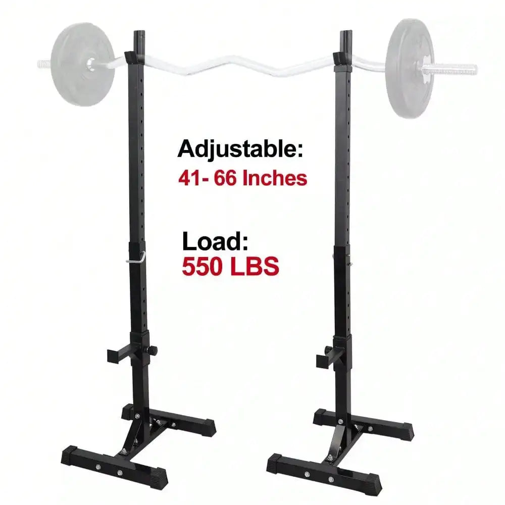 Two Pack Adjustable Squat Rack Stands for Barbell Bench