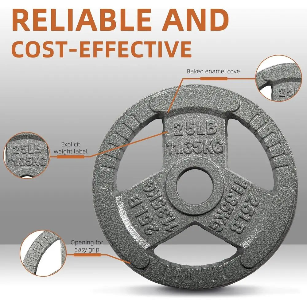 Triple Grip Weight Plates Set For Barbell Home Gym Strength