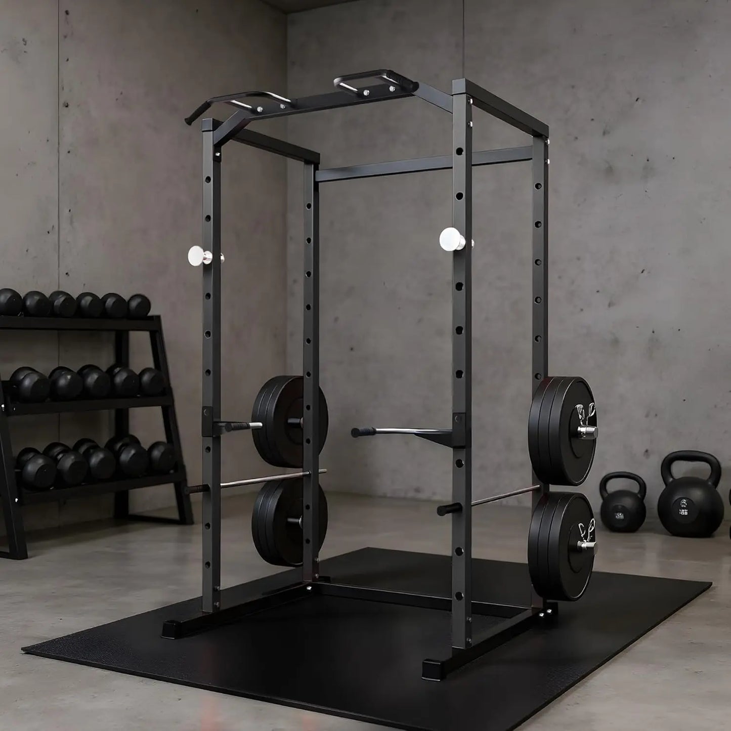 HiMISS 1100 Lb Multi-Functional Power Rack With Pull-Up Bar