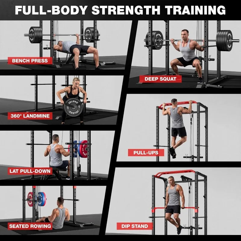 Jelens S11 Power Cage 2000LB Power Rack With Lat Pulldown
