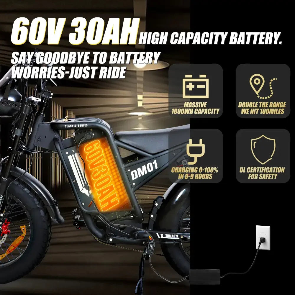 Baolujie DM01 Electric Motorcycle 2000W 60V 30Ah EBike
