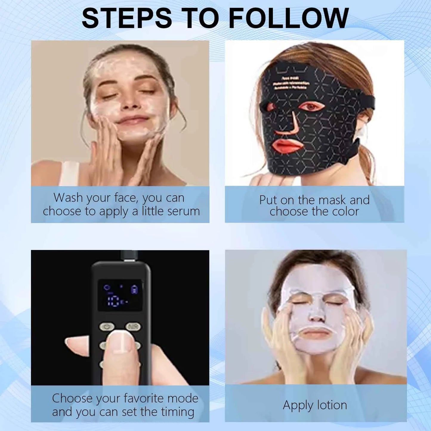 Portable Led Light Therapy Face Mask With 4 Modes For Skin Rejuvenation