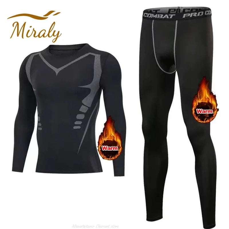 Mens Winter Warm Thermal Underwear Set Fleece Long Johns Tracksuit