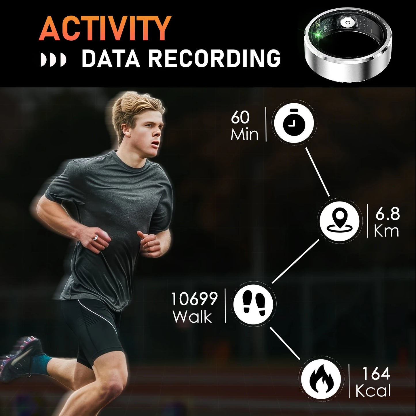 LaNikar R5 Smart Ring Blood Oxygen Monitor With Multi-Sport Modes