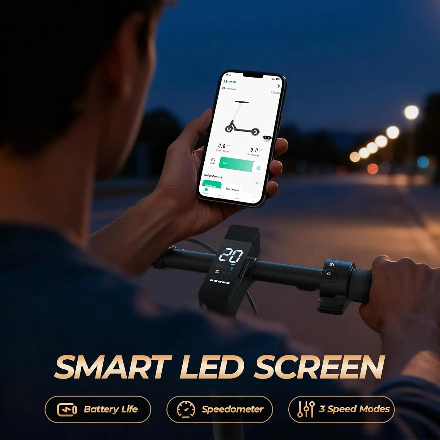 HeroPick Electric Scooter 500W 20 MPH Foldable, App Control