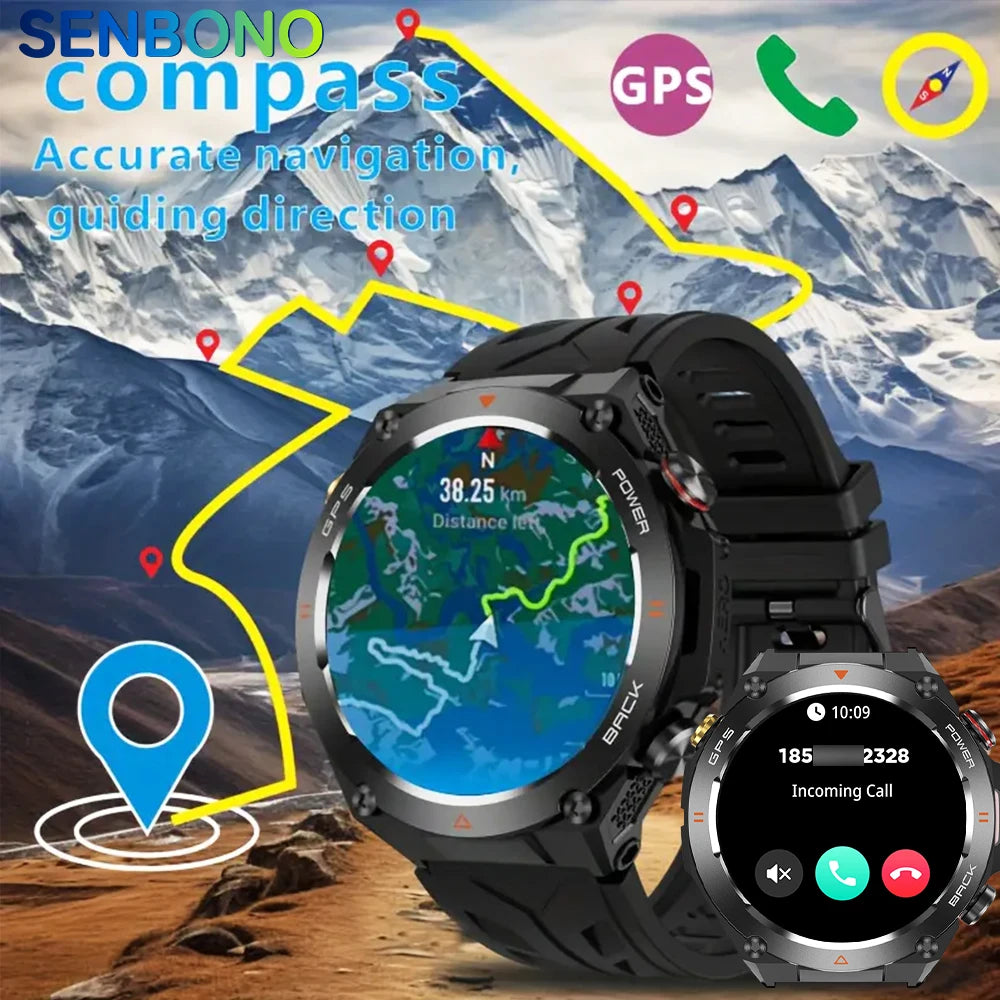 Senbono GPS Smart Watch Bluetooth Phone Calls For Men